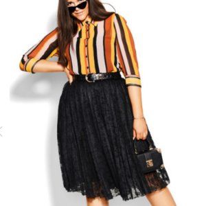 CITY CHIC Pleated Lace Skirt - black Sz. 22W (XL)